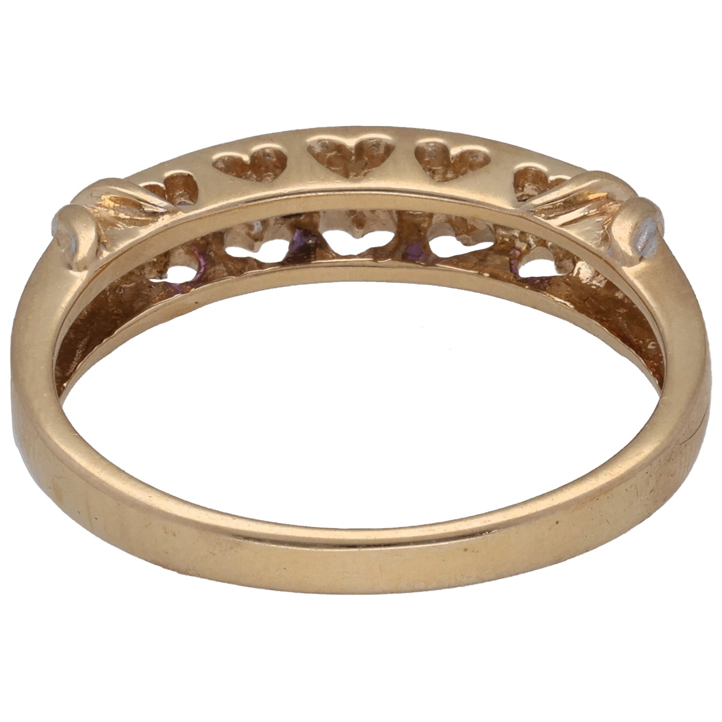 9ct Gold Amethyst & 0.015ct Diamond Half Eternity Ring Size L