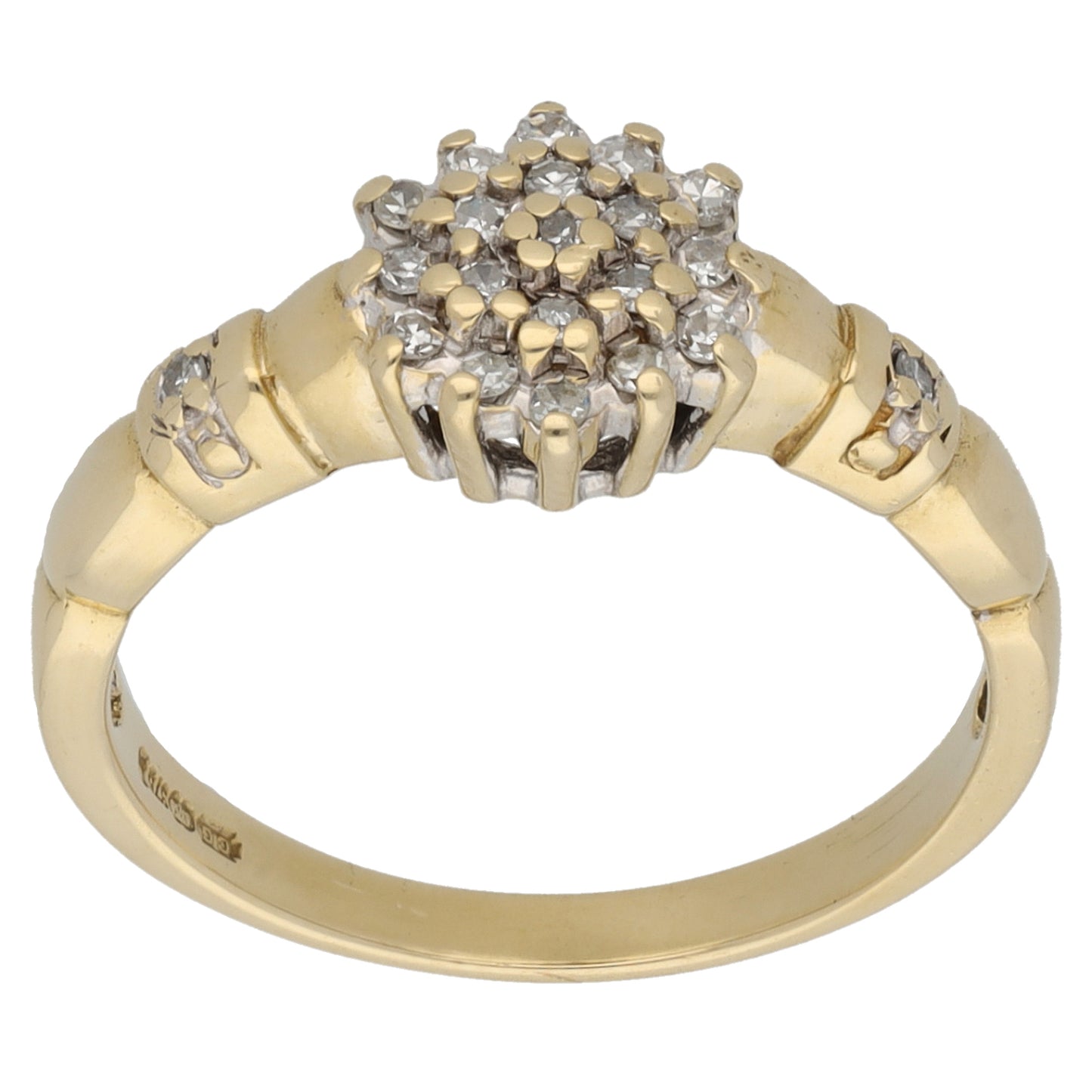 9ct Gold 0.22ct Diamond Cluster Ring Size K