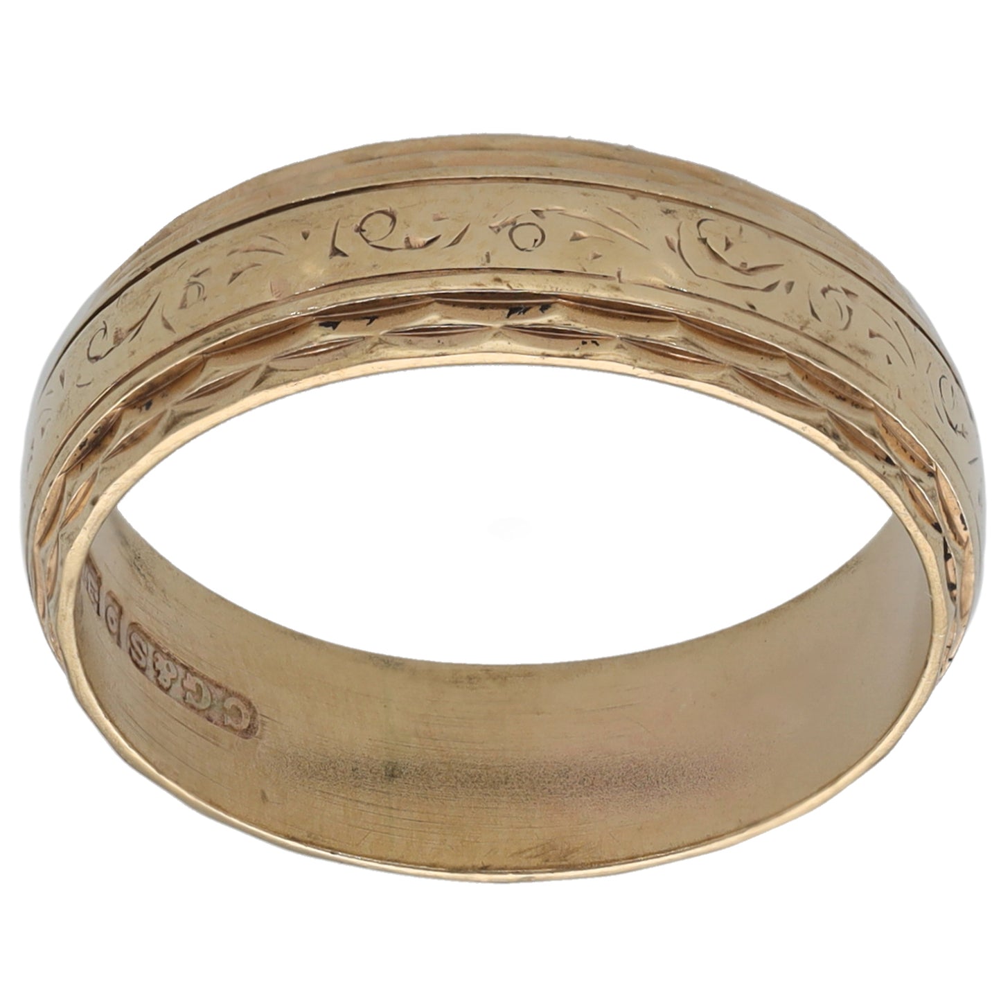 9ct Gold Patterned Wedding Ring Size N