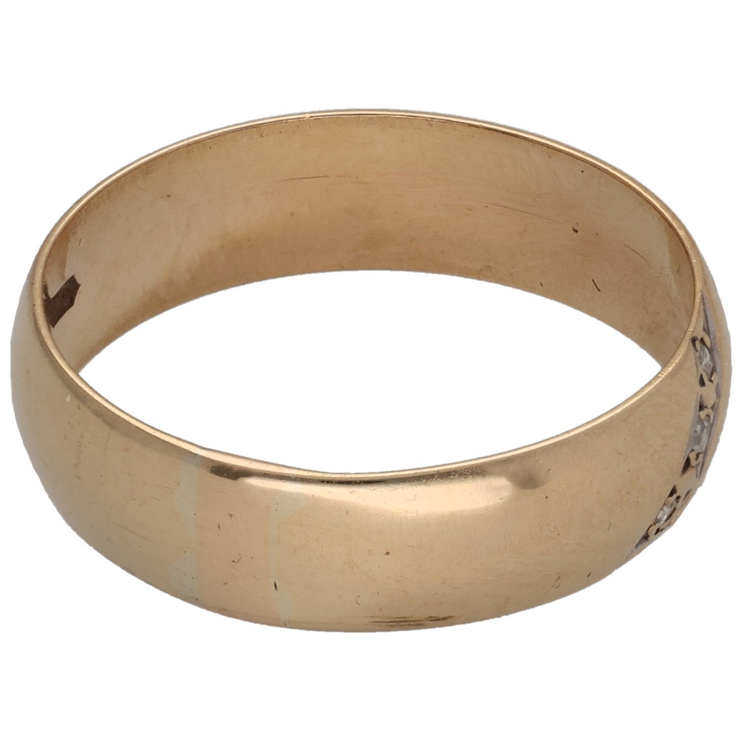 9ct Gold 0.045ct Diamond Patterned Wedding Ring Size Q