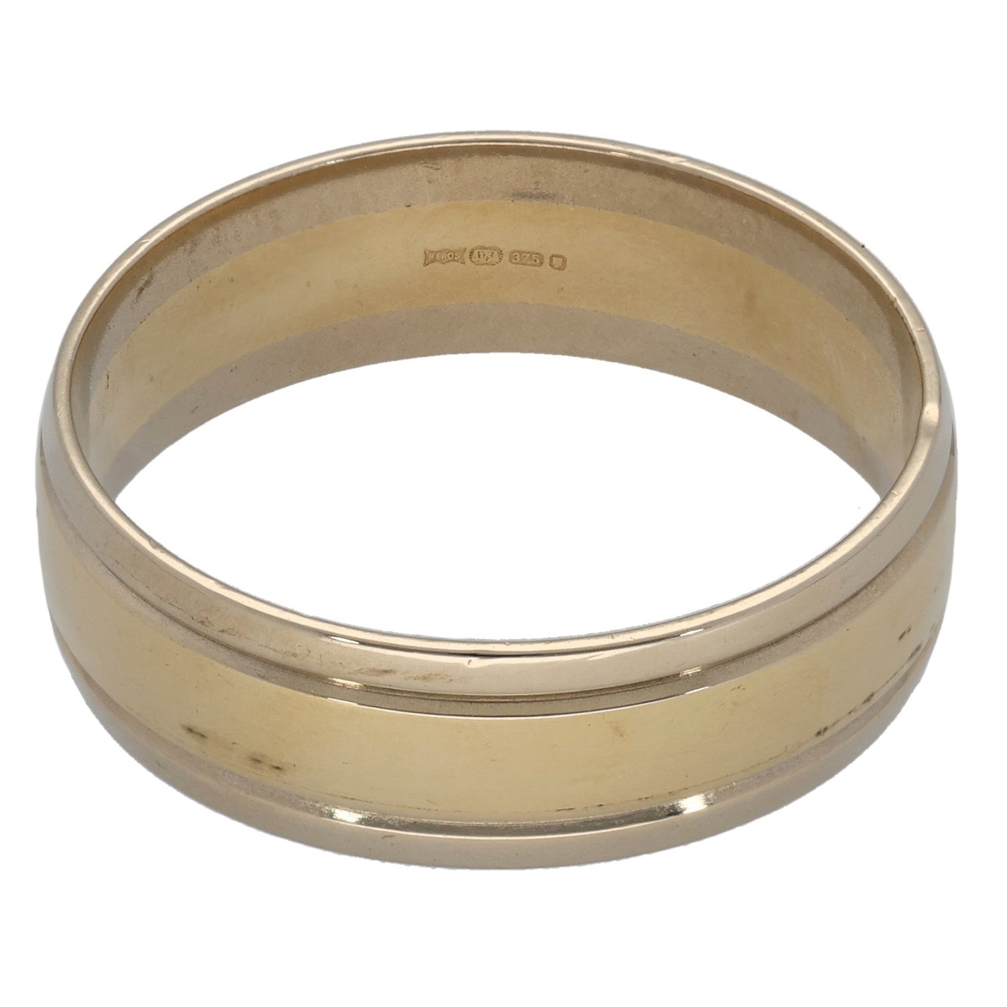 9ct Bi-Colour Gold Patterned Wedding Ring Size W