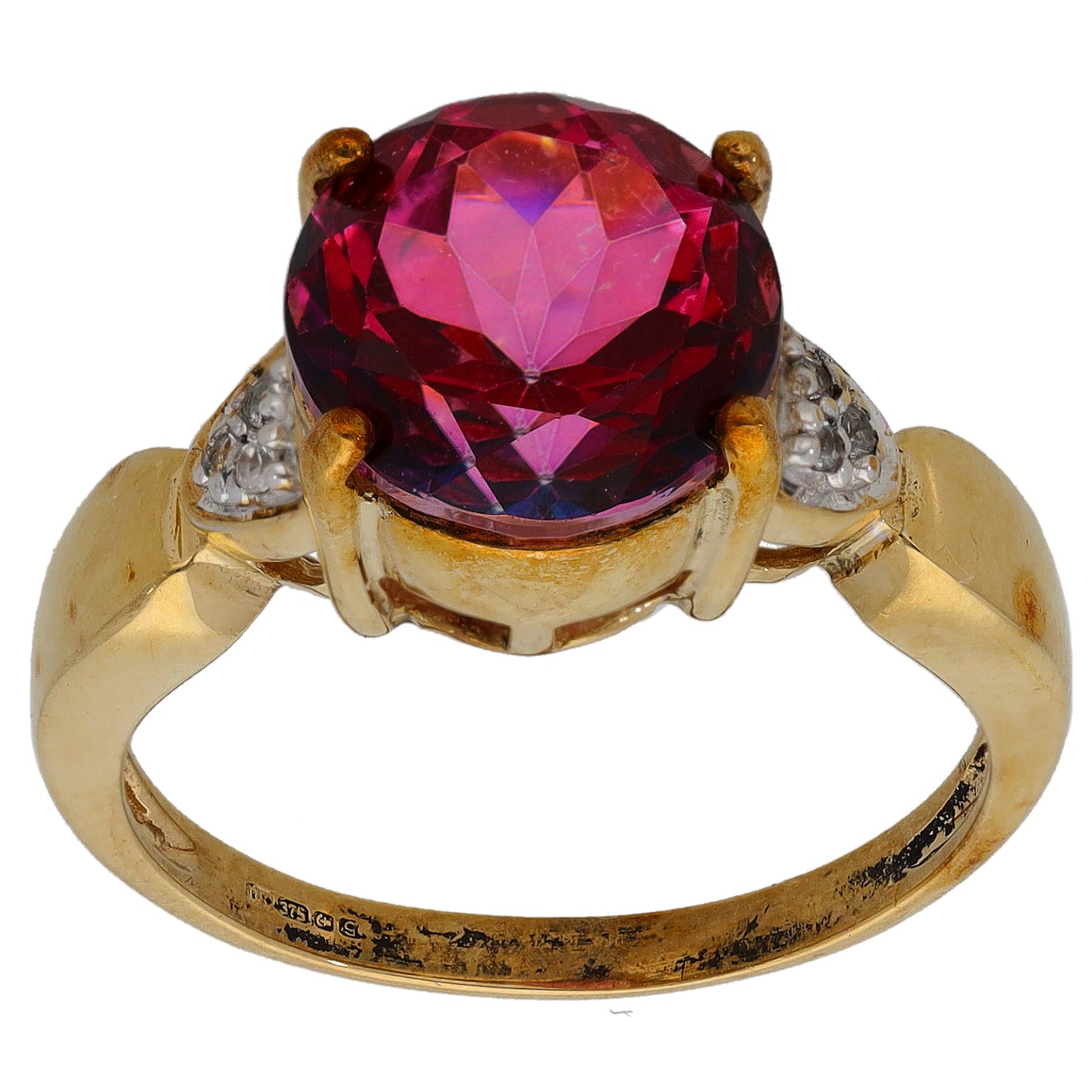 9ct Gold Coated Topaz & Imitation Dress/Cocktail Ring Size N