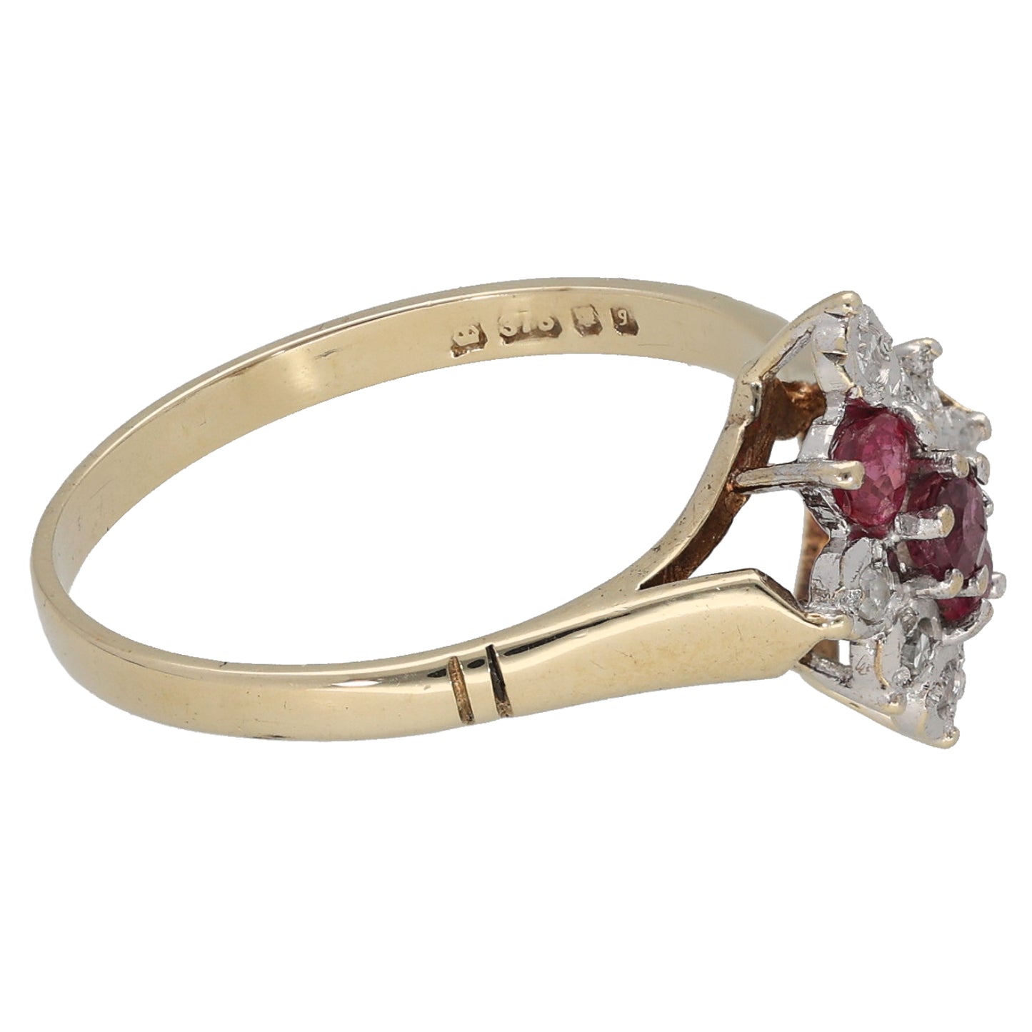 9ct Gold Ruby & 0.06ct Diamond Dress/Cocktail Ring Size P