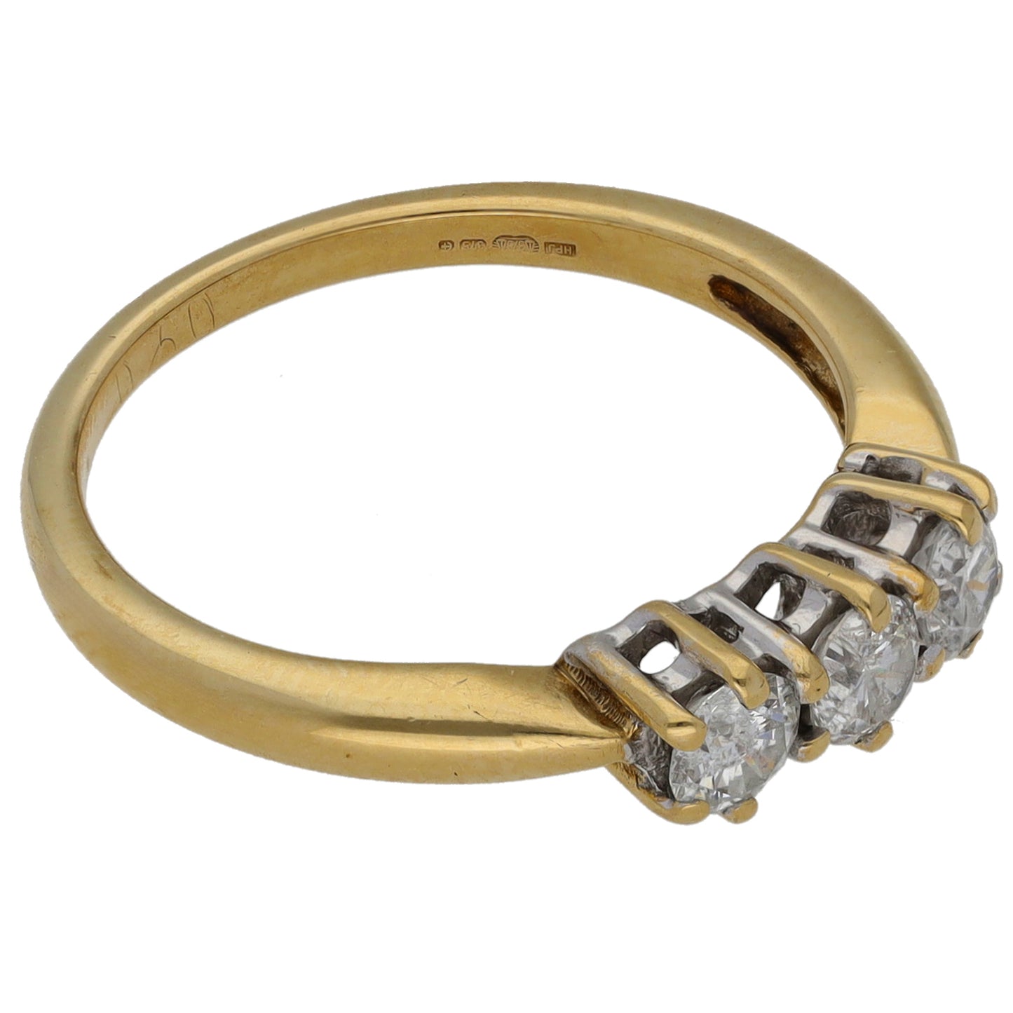 9ct Gold 0.45ct Diamond Trilogy Ring Size M