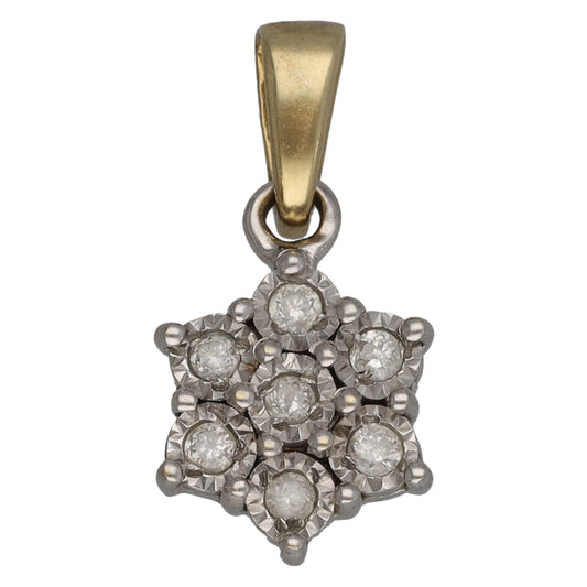9ct Gold 0.12ct Diamond Cluster Pendant