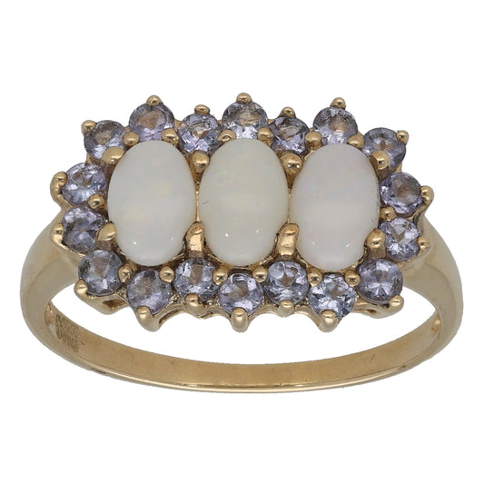 9ct Gold Opal & Tanzanite Dress/Cocktail Ring Size P