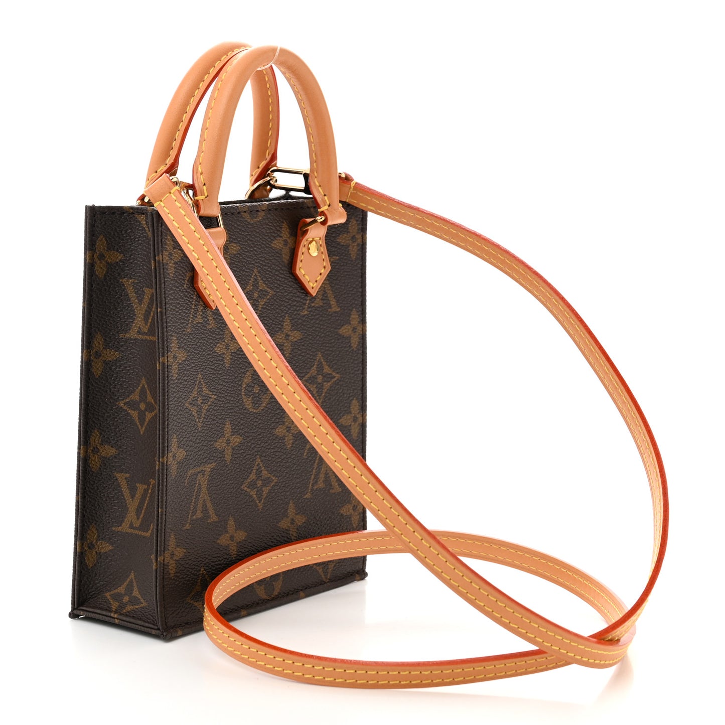 Louis Vuitton Petit Sac Plat Monogram Coated Canvas Bag - Brown