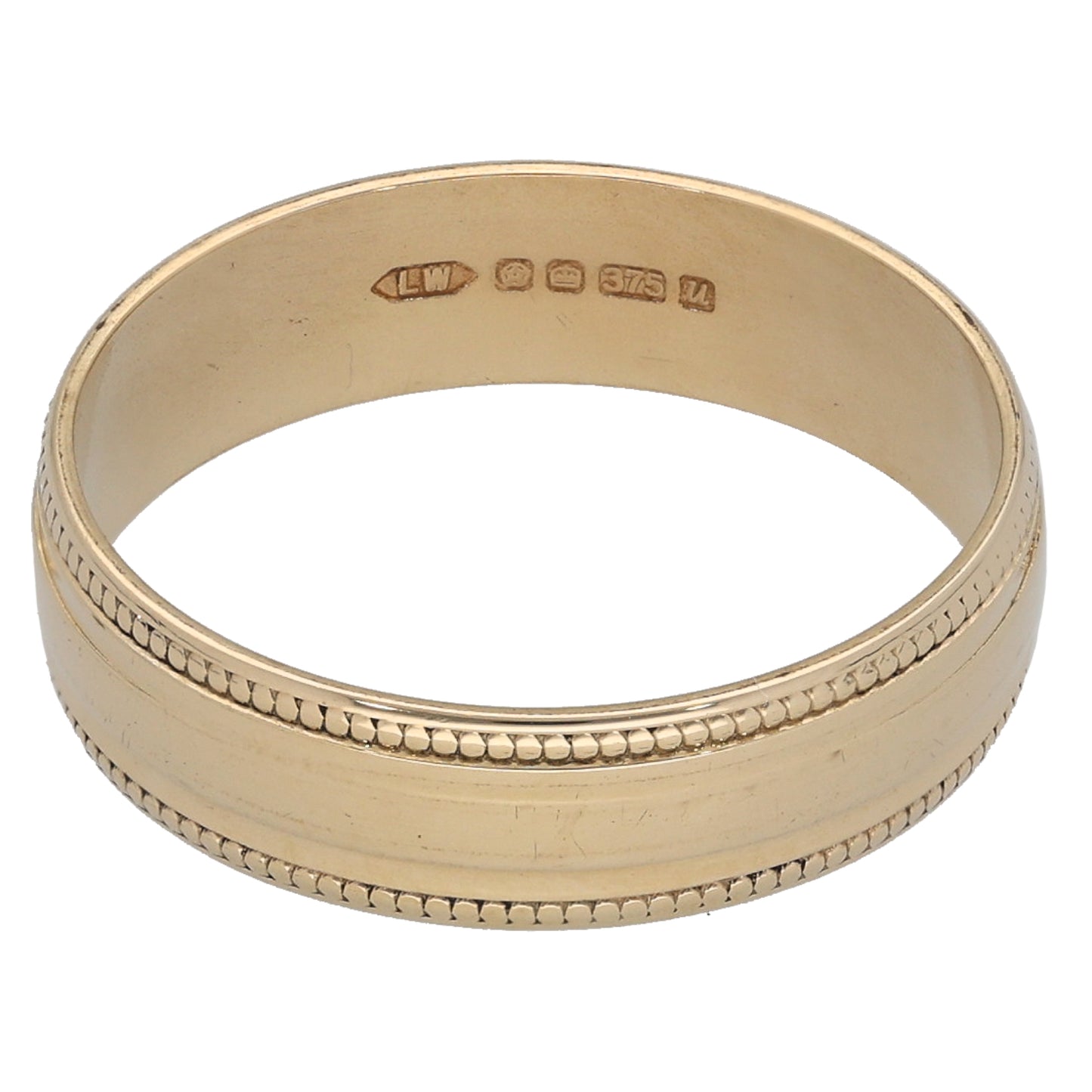 9ct Gold Patterned Wedding Ring Size M