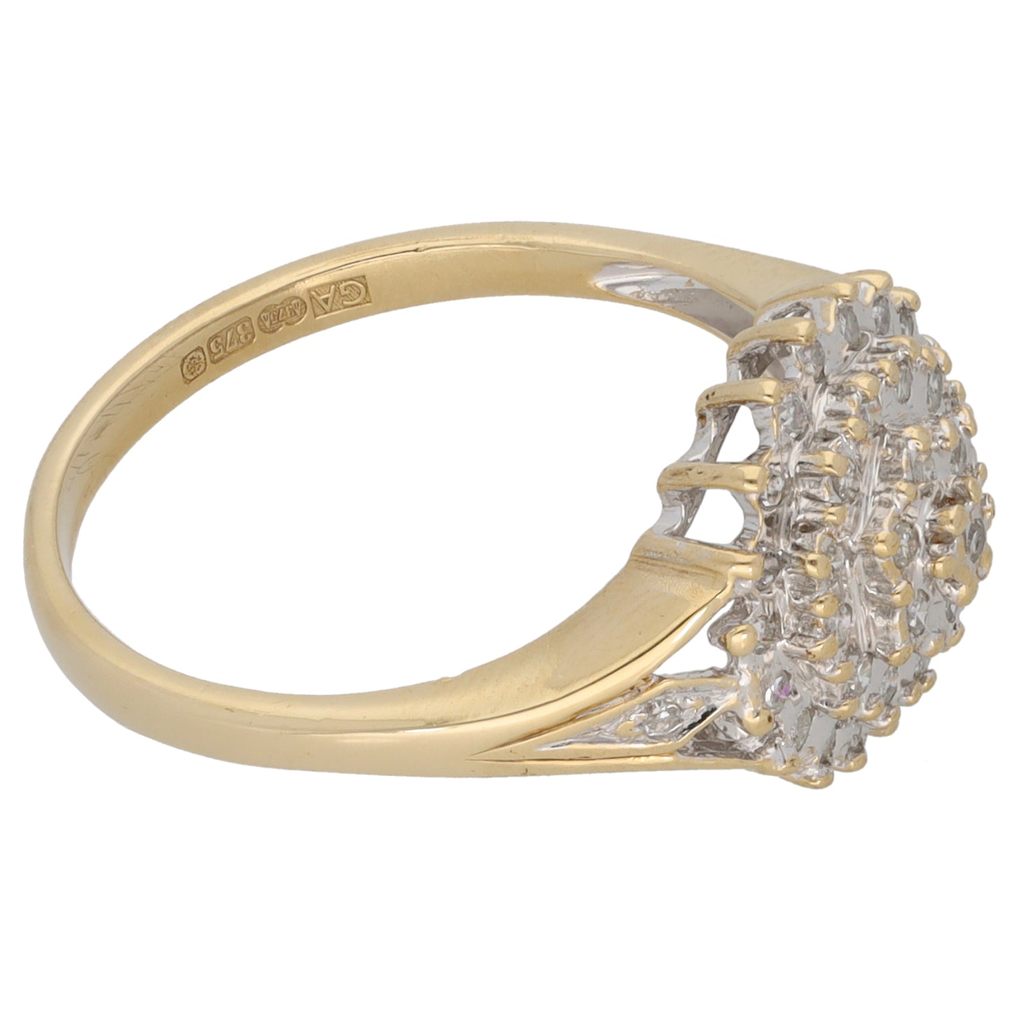 9ct Gold 0.25ct Diamond Cluster Ring Size P