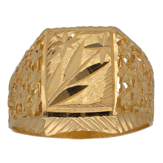 22ct Gold Patterned Signet Ring Size R