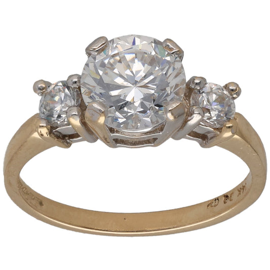 14ct Gold Cubic Zirconia Three Stone Ring Size K