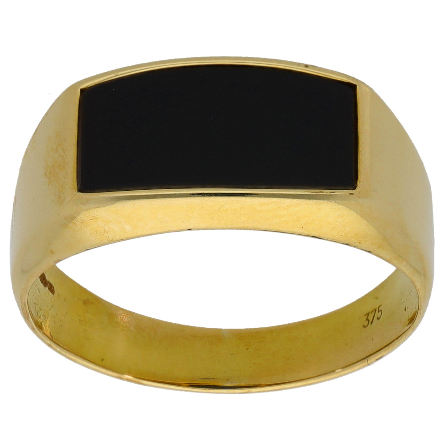 9ct Gold Onyx Single Stone Signet Ring Size U