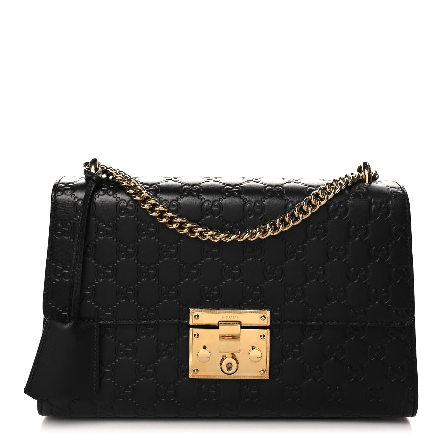 Gucci Padlock Shoulder Guccissima Leather Bag - Black