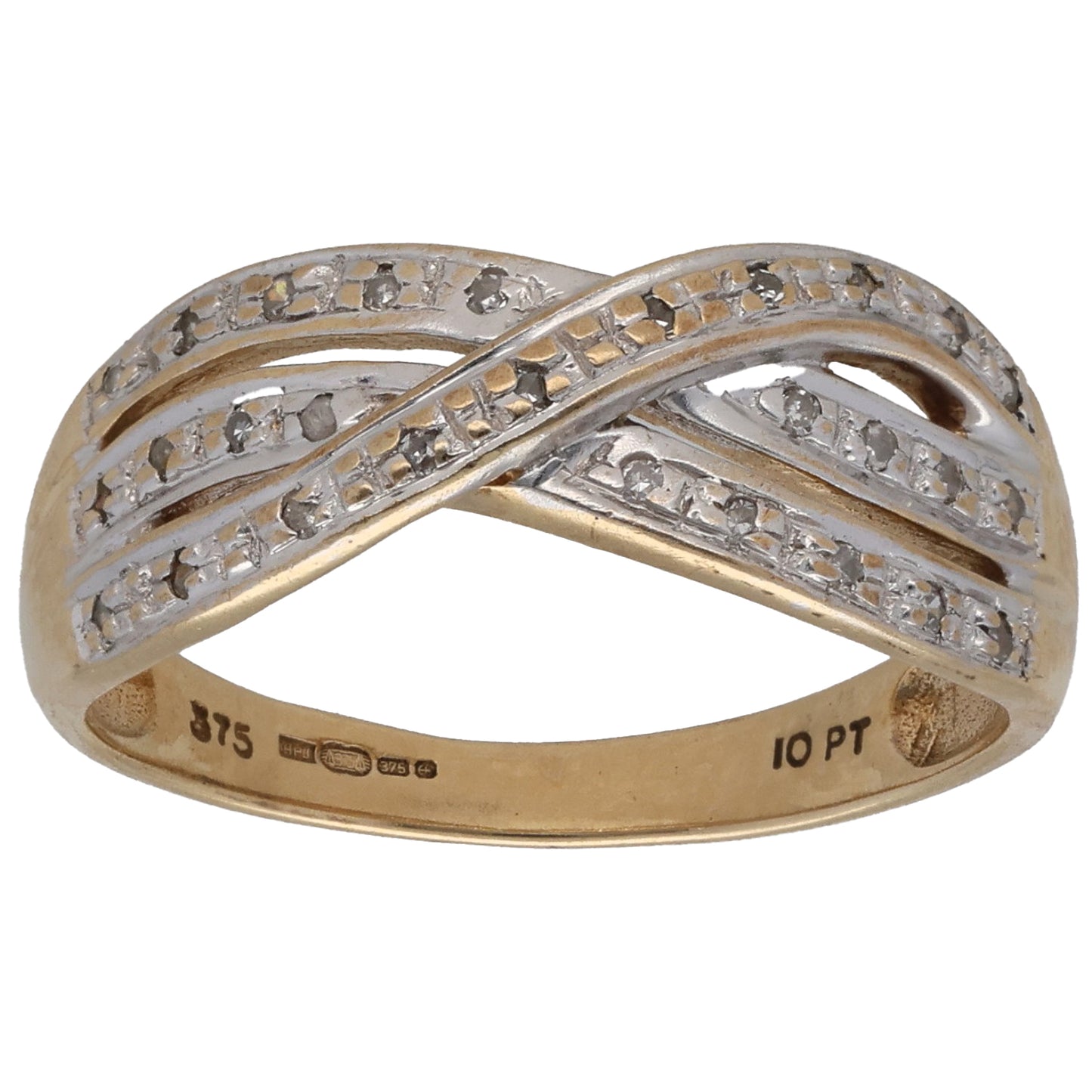9ct Gold 0.10ct Diamond Dress/Cocktail Ring Size N
