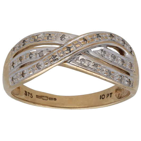 9ct Gold 0.10ct Diamond Dress/Cocktail Ring Size N