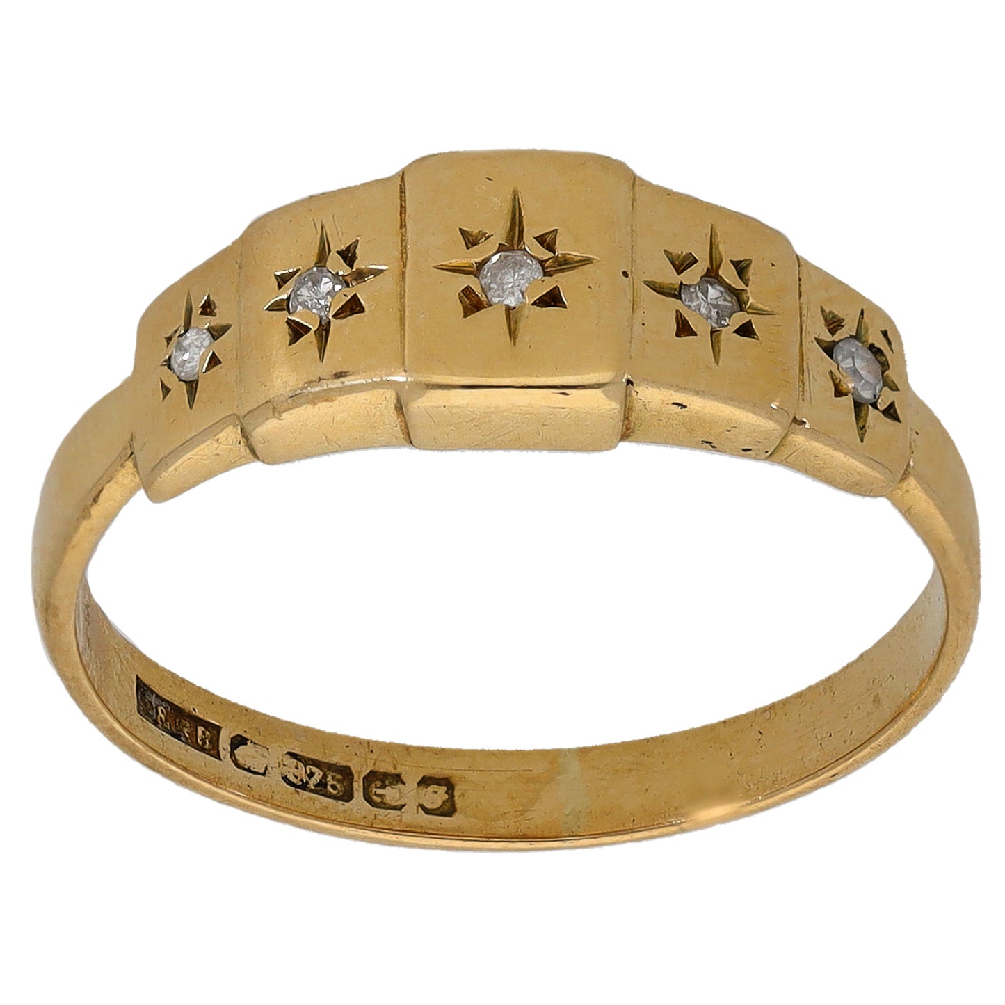 9ct Gold 0.05ct Diamond Half Eternity Ring Size O