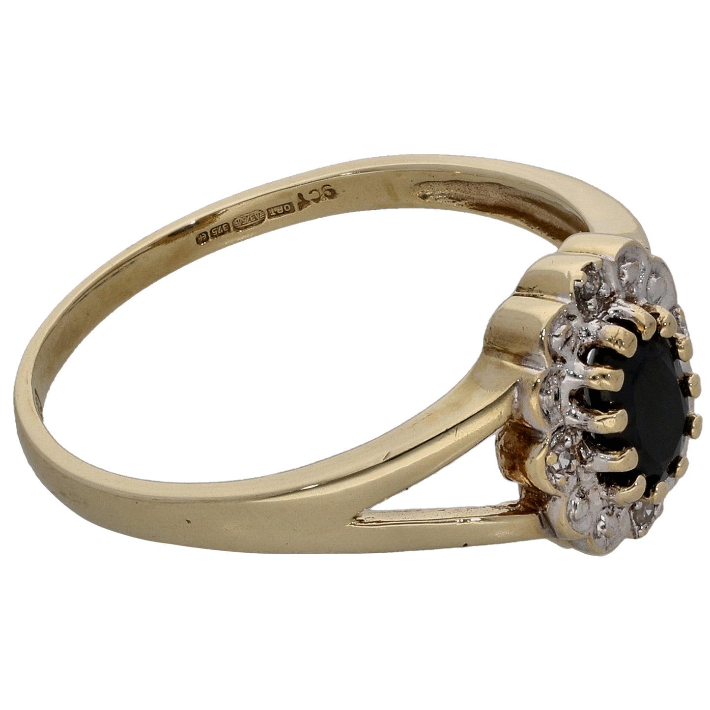 9ct Gold Sapphire & 0.05ct Diamond Dress/Cocktail Ring Size P
