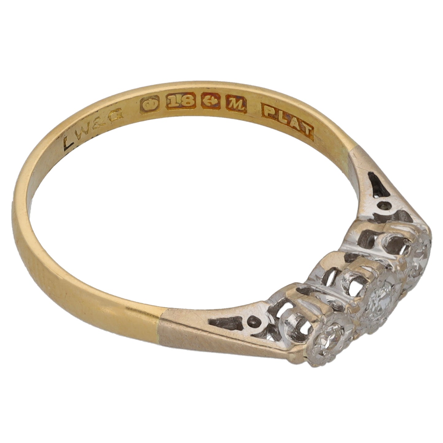 18ct Gold 0.15ct Diamond Trilogy Ring Size P