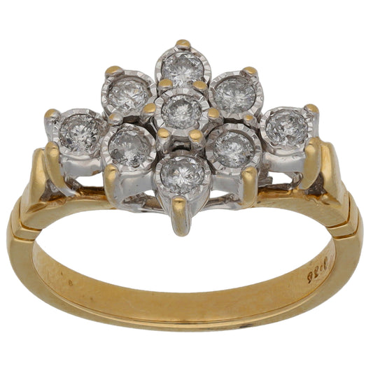 9ct Gold 0.36ct Diamond Cluster Ring Size K