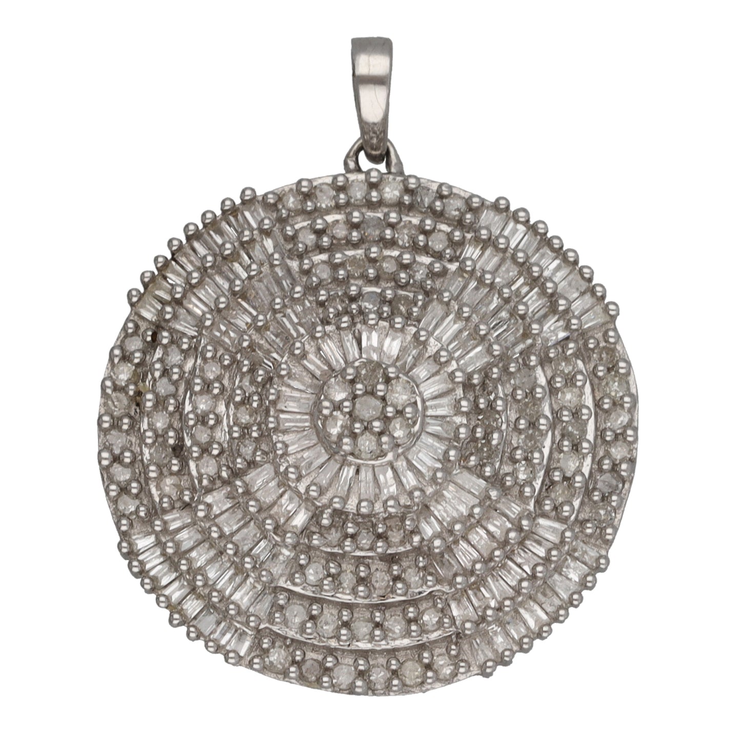 9ct White Gold 0.94ct Diamond Cluster Pendant