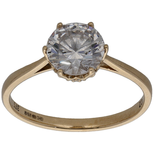 9ct Gold Cubic Zirconia Single Stone Ring Size R