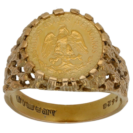 9ct Gold 2 Pesos Coin Ring Size Q