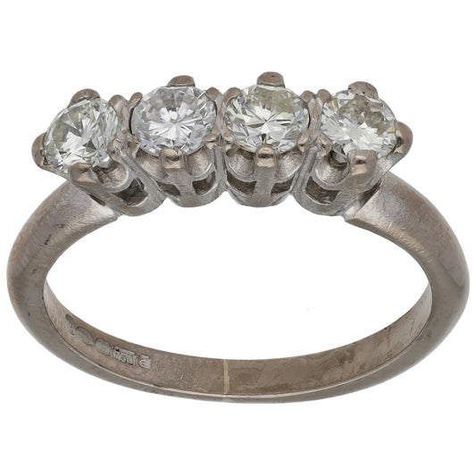 18ct White Gold 0.80ct Diamond Half Eternity Ring Size O
