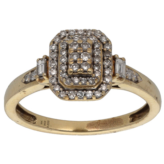 9ct Gold 0.25ct Diamond Cluster Ring Size L