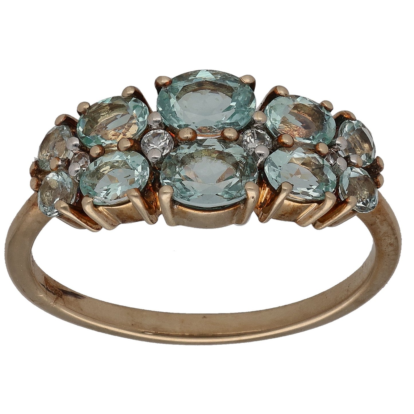 9ct Gold Scapolite & Imitation Gems Dress/Cocktail Ring Size P