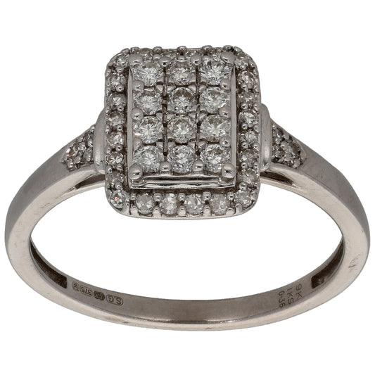 9ct White Gold 0.36ct Diamond Dress/Cocktail Ring Size N