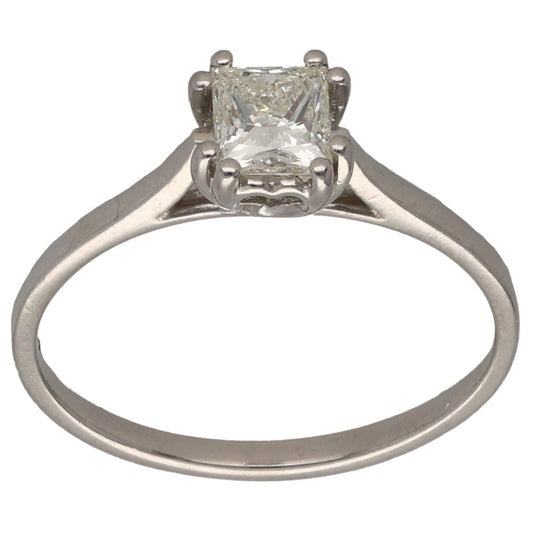 Platinum 0.47ct Diamond Solitaire Ring Size L