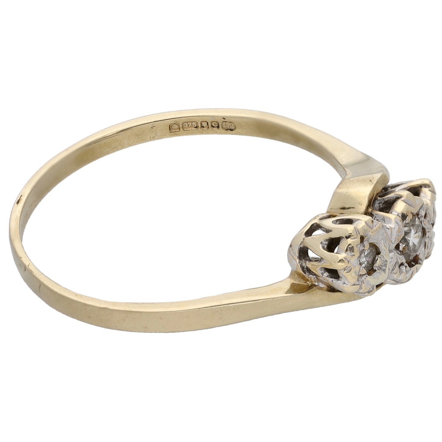 9ct Gold 0.09ct Diamond Trilogy Ring Size P