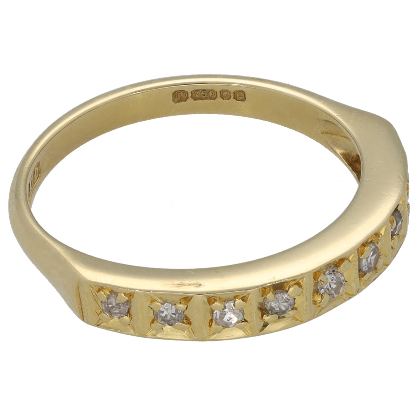 18ct Gold 0.18ct Diamond Half Eternity Ring Size O