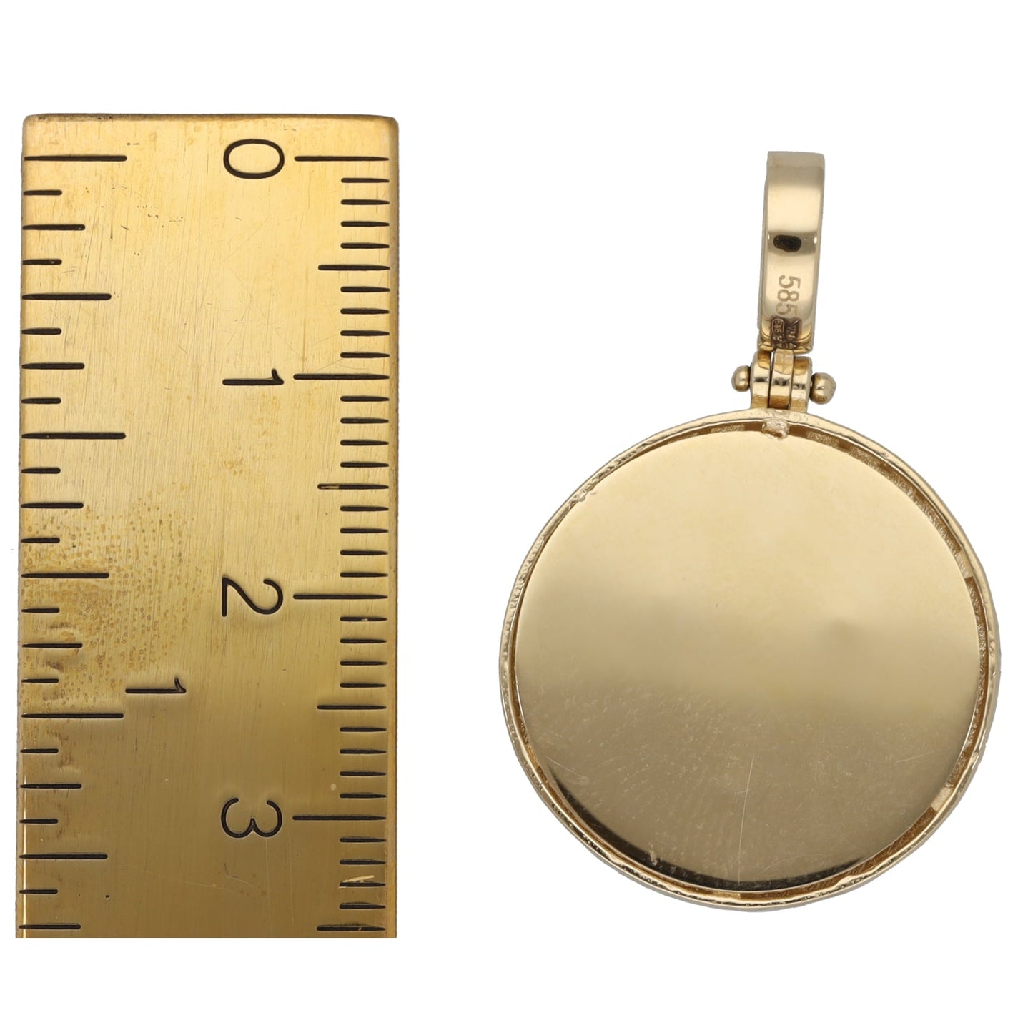 New 14ct Gold Greek Key Disc With Cross Pendant