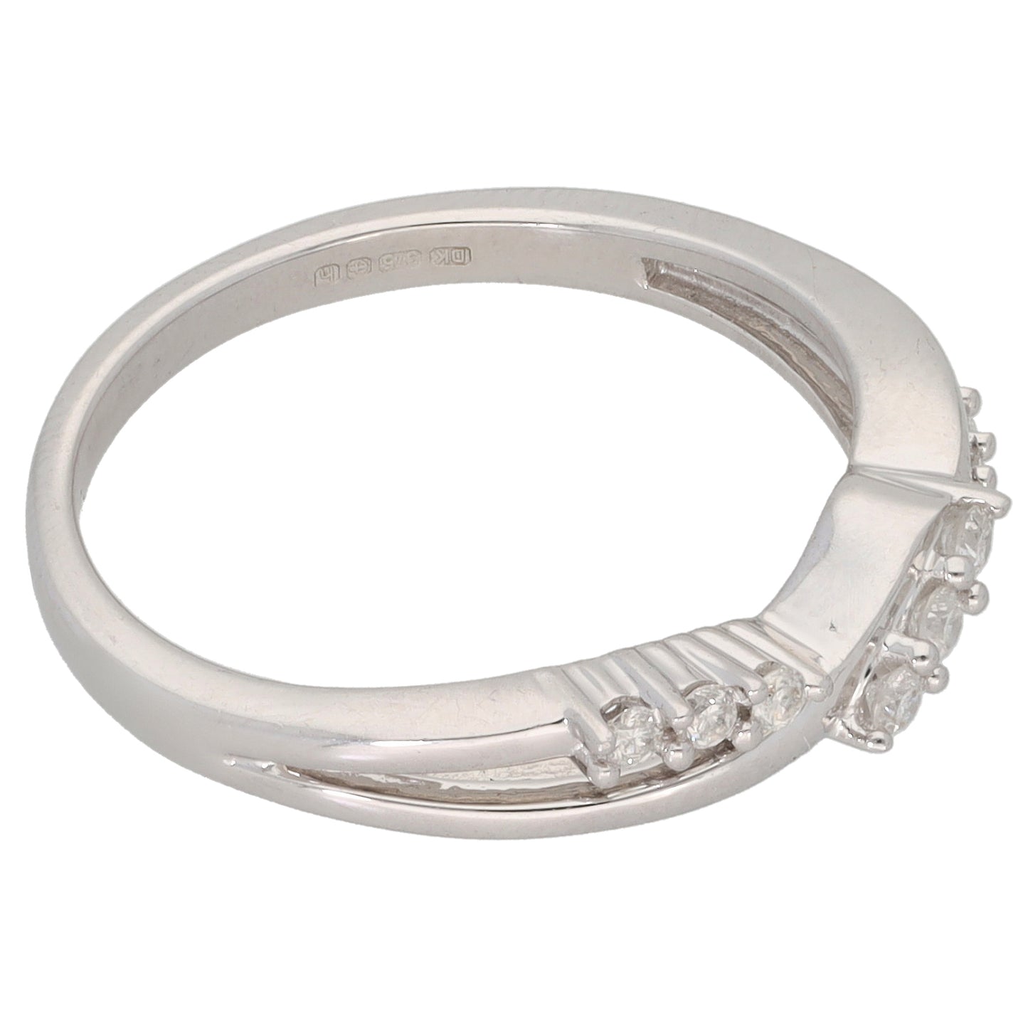 9ct White Gold 0.12ct Diamond Half Eternity Ring Size N