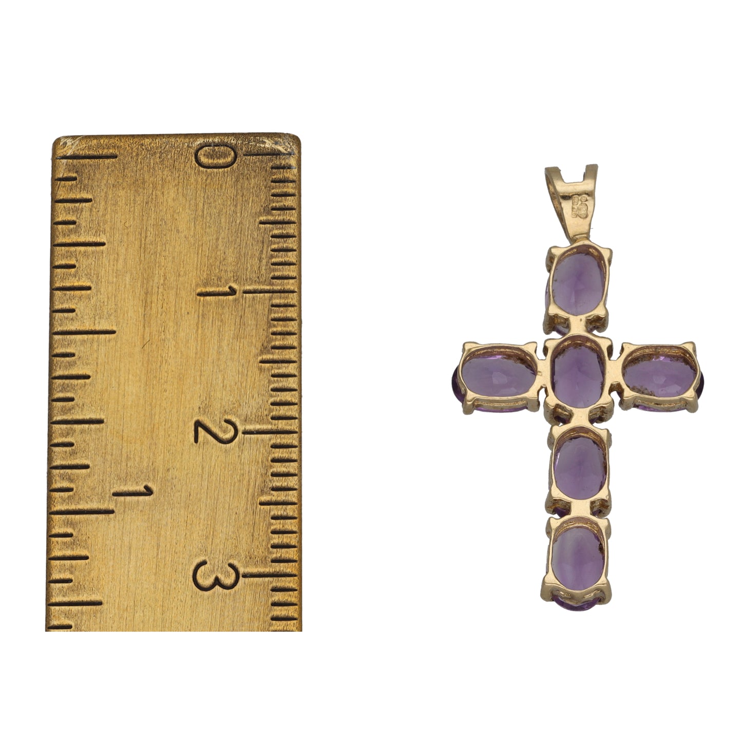 9ct Gold Amethyst Cross Pendant