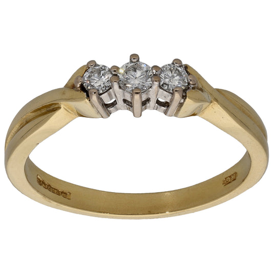 18ct Gold 0.17ct Diamond Trilogy Ring Size P