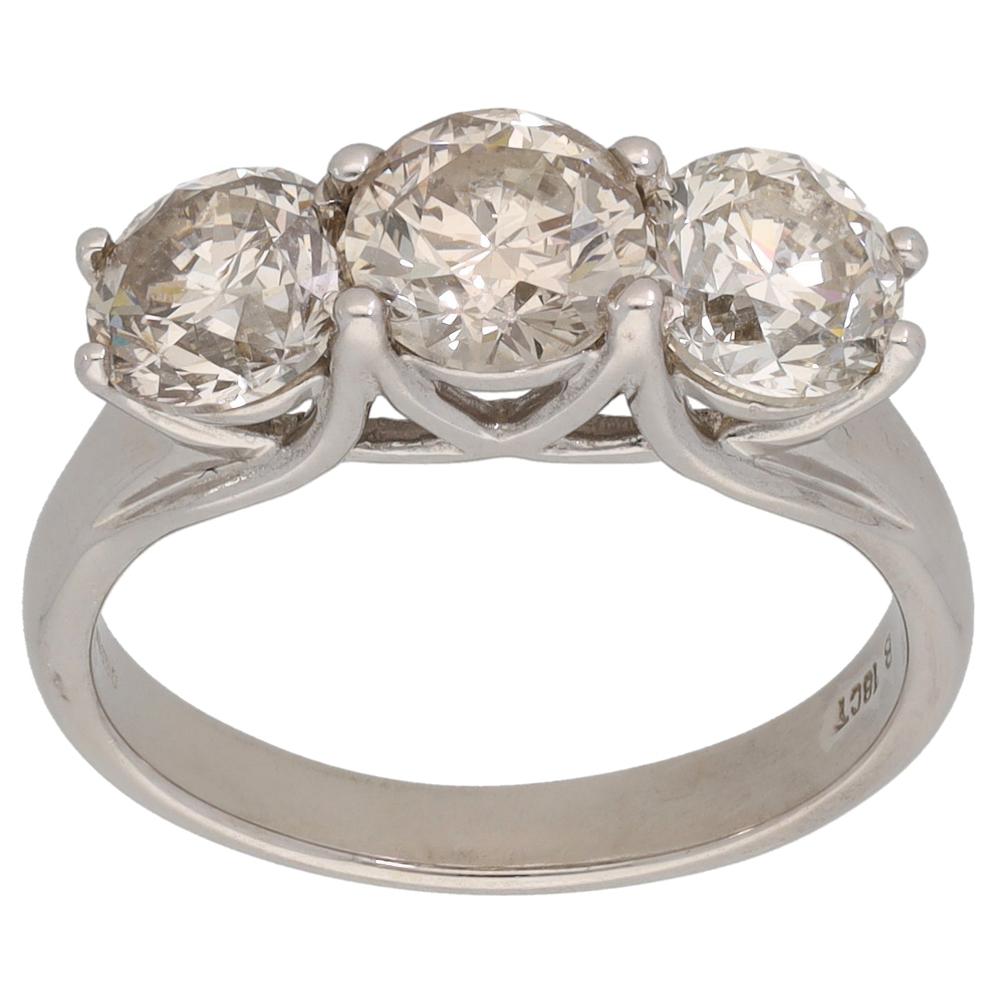 18ct White Gold 2.80ct Diamond Trilogy Ring Size O