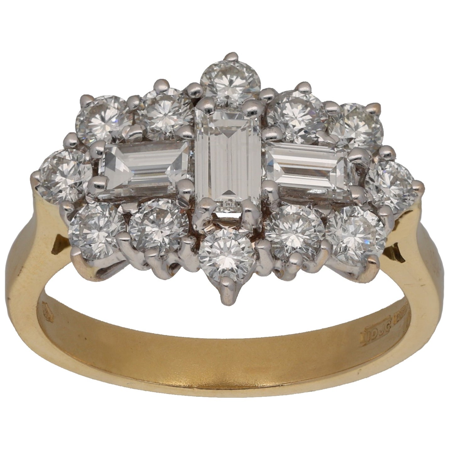 18ct Gold 1.30ct Diamond Dress/Cocktail Ring Size M
