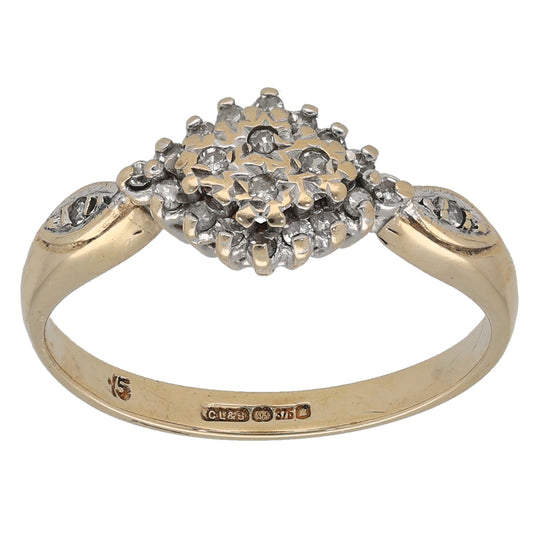 9ct Gold 0.11ct Diamond Dress/Cocktail Ring Size O