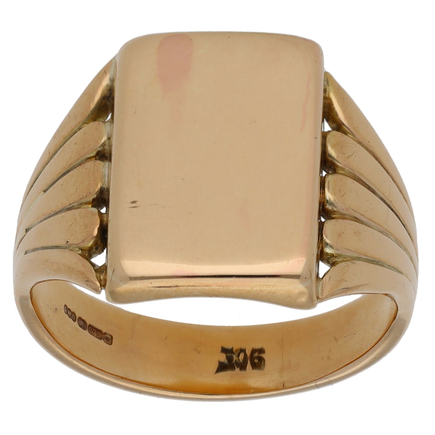 9ct Gold Patterned Signet Ring Size U