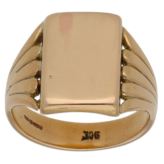 9ct Gold Patterned Signet Ring Size U