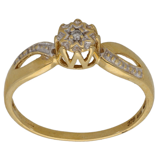 9ct Gold 0.02ct Diamond Solitaire Ring Size O