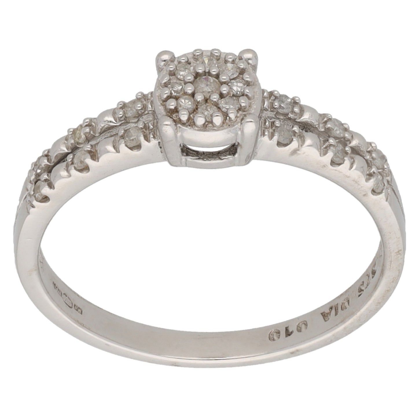 9ct White Gold 0.10ct Diamond Dress/Cocktail Ring Size K