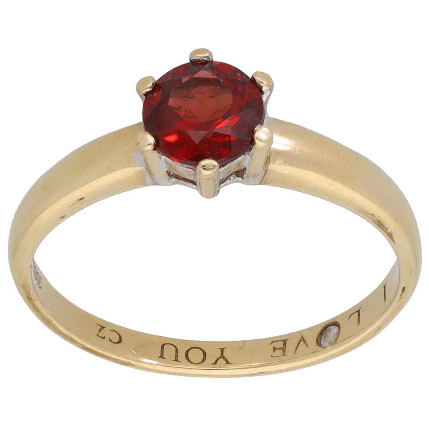 9ct Gold Garnet Single Stone Ring Size P
