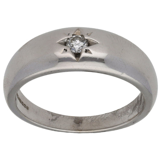 9ct White Gold 0.15ct Diamond Solitaire Ring Size V