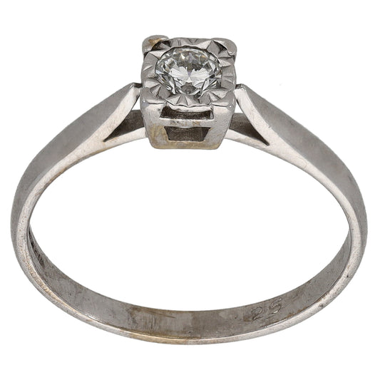 18ct White Gold 0.25ct Diamond Solitaire Ring Size N