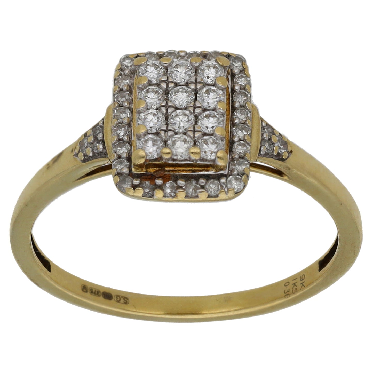 9ct Gold 0.36ct Diamond Cluster Ring Size R