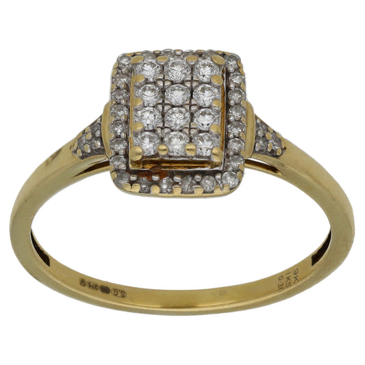 9ct Gold 0.36ct Diamond Cluster Ring Size R