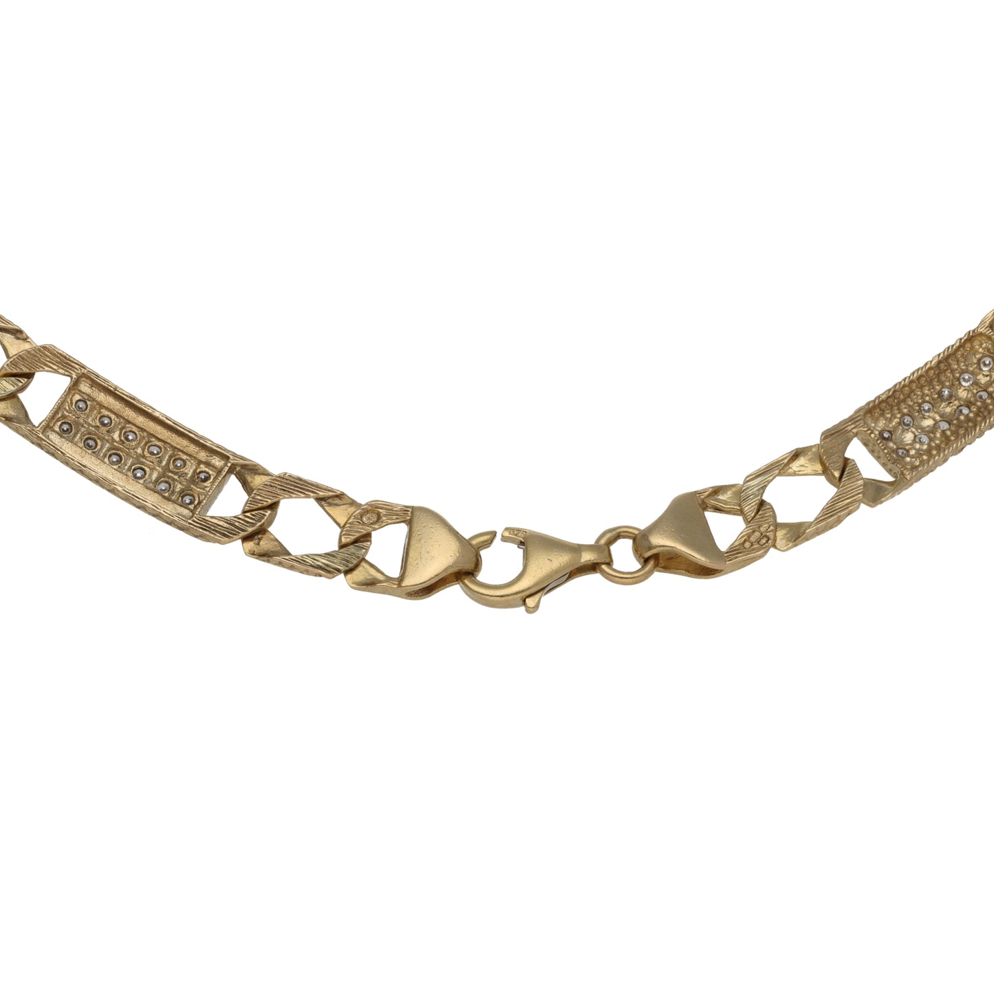 9ct Gold Cubic Zirconia Curb Chain 18"